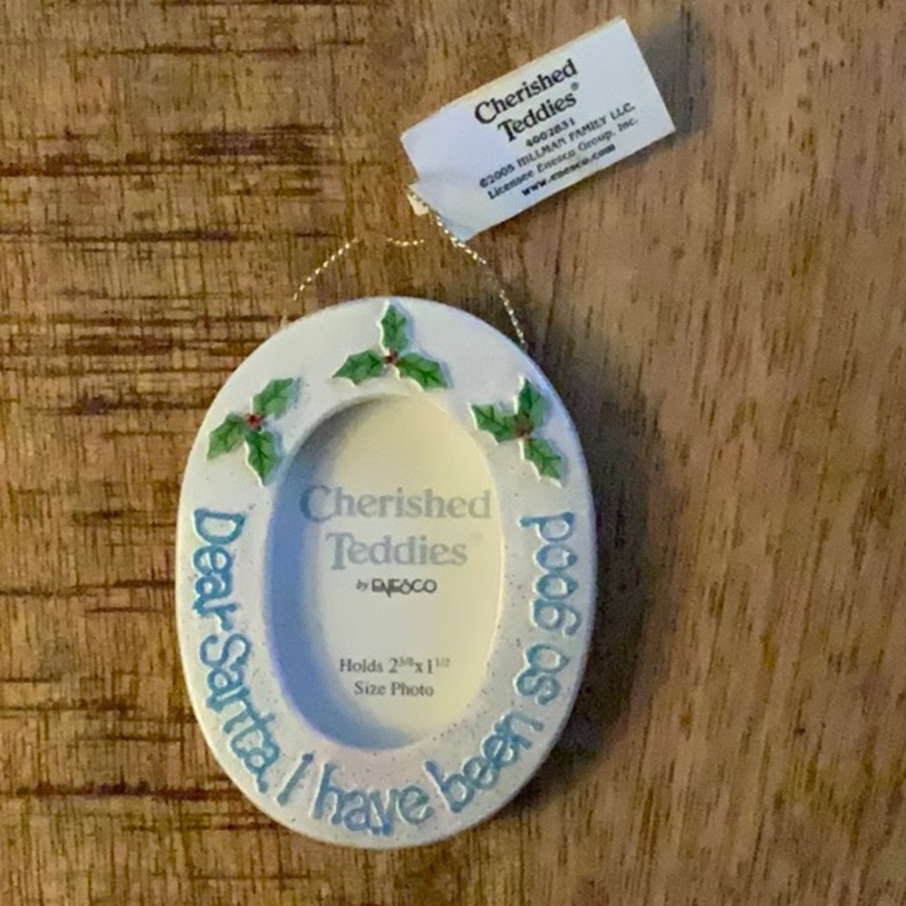 💗3/$15 💗 Cherished Teddies 2005 Vintage Picture Frame Ornament. NWT